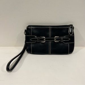 WILSONS LEATHER Black Buckle Wristlet